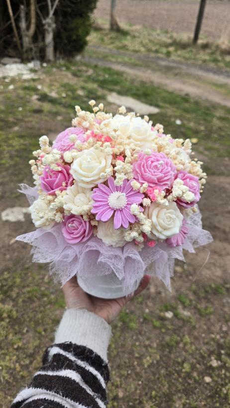 Box flowerbox świece sojowe podziękowanie komunia wesele urodziny prezent upominek handmade