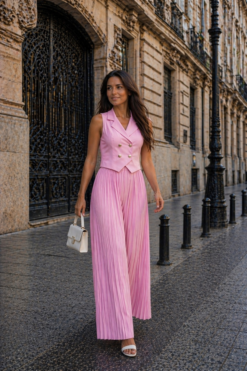 Komplet plisa różowy