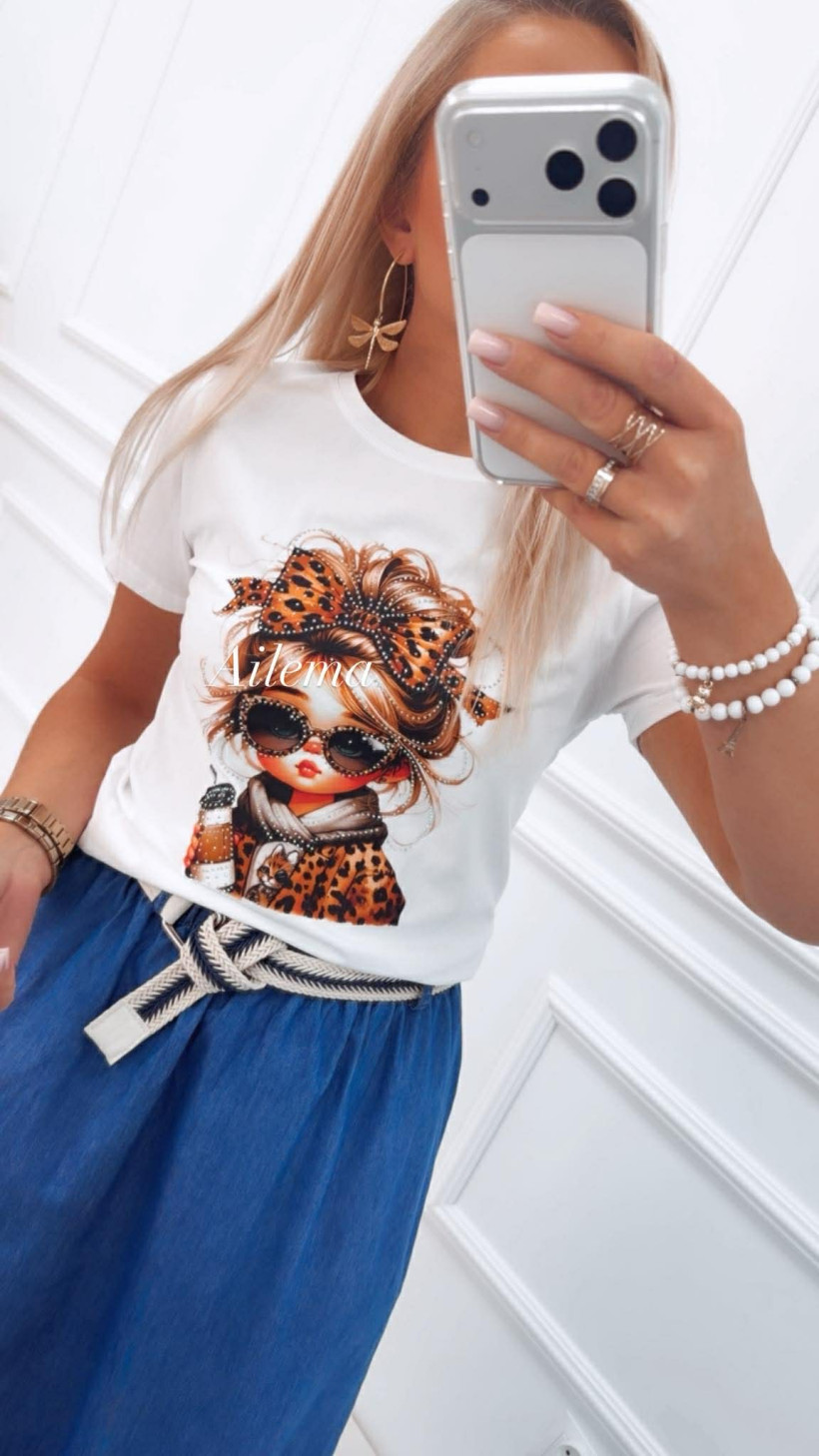 T-shirt AVIX AX85521 dziewczynka w okularach