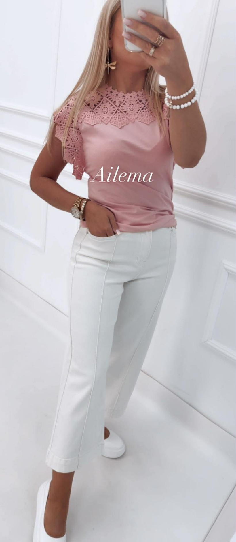 Jeansy M.Sara BQ3877 WIDE LEG kremowe