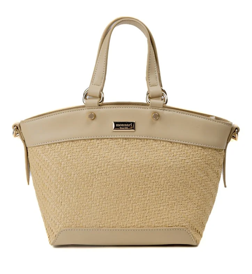 Torebka  koszyczek  Monnari  BAG2370 słomiana  wstawka ekoskóra