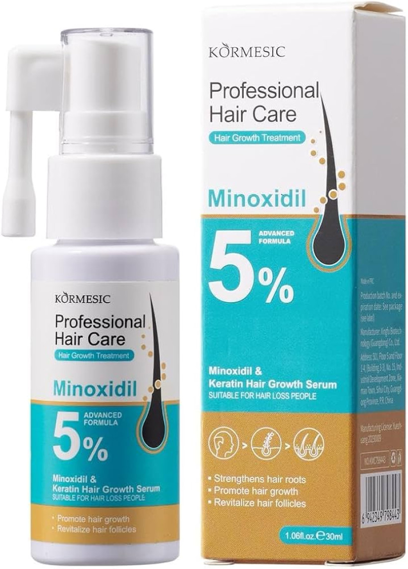 KORMESIC Minoxidil 5% & Keratin serum na porost włosów z Żeń-szeniem i Imbirem 30 ml