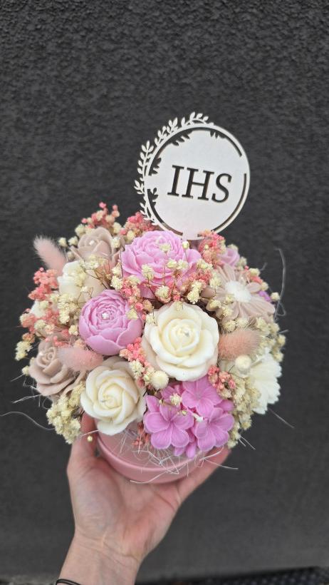 Box flowerbox świece sojowe komunia wesele podziękowanie prezent