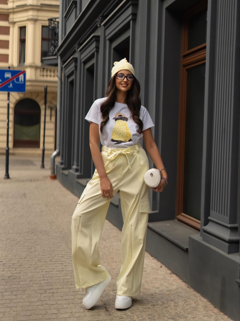 By o la la..! spodnie bojówki z zamkiem na nogawce