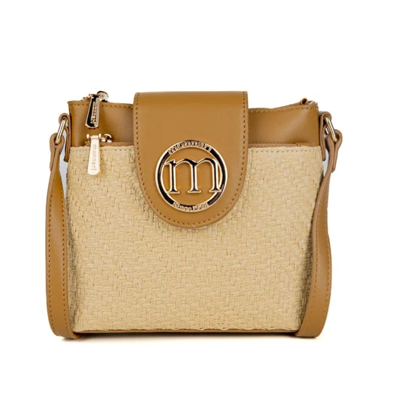 Torebka mała Monnari BAG2380 słomiana wstawka z paskiem 