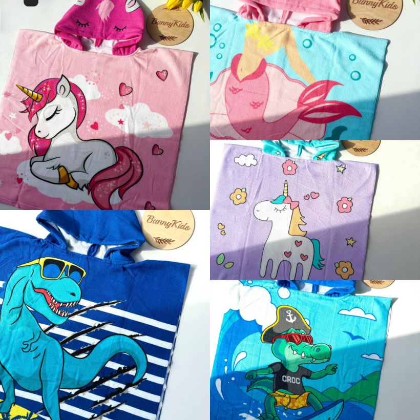 RĘCZNIK PLAŻOWY Z KAPTUREM CHŁOPIEC/DZIEWCZYNKA (60X120 CM ) BUNNY KIDS