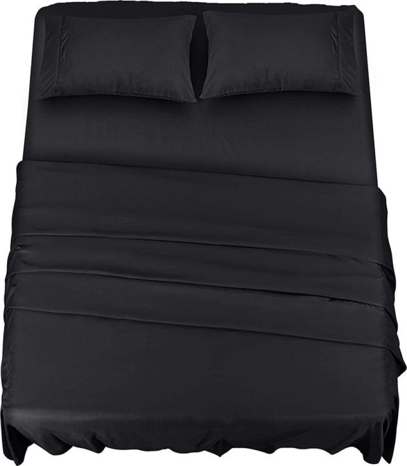 Zestaw czarnych prześcieradeł 150x200cm i 2 poszewki na poduszki 50x75cm