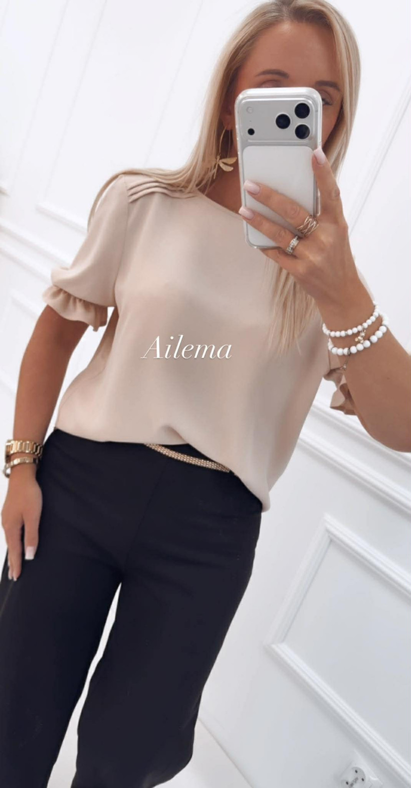 Koszula Borowiecki KS87 ozdobne zakładki rękaw zakończony falbanką 