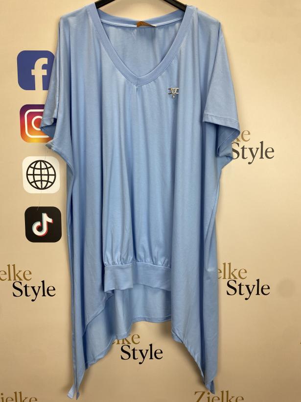 Tunika jednokolorowa w serek  z rogami, ww - 0230 - niebieska