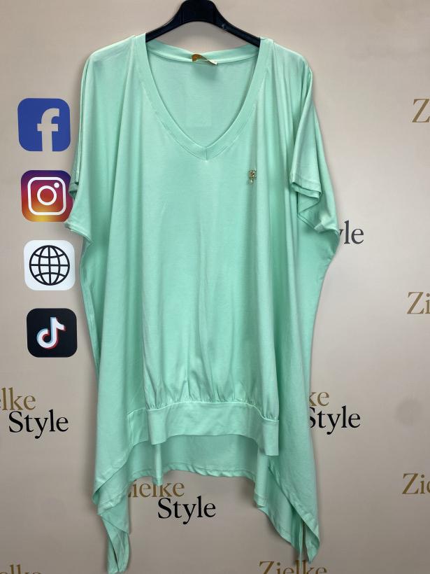 Tunika jednokolorowa w serek  z rogami, ww - 0230 - mięta