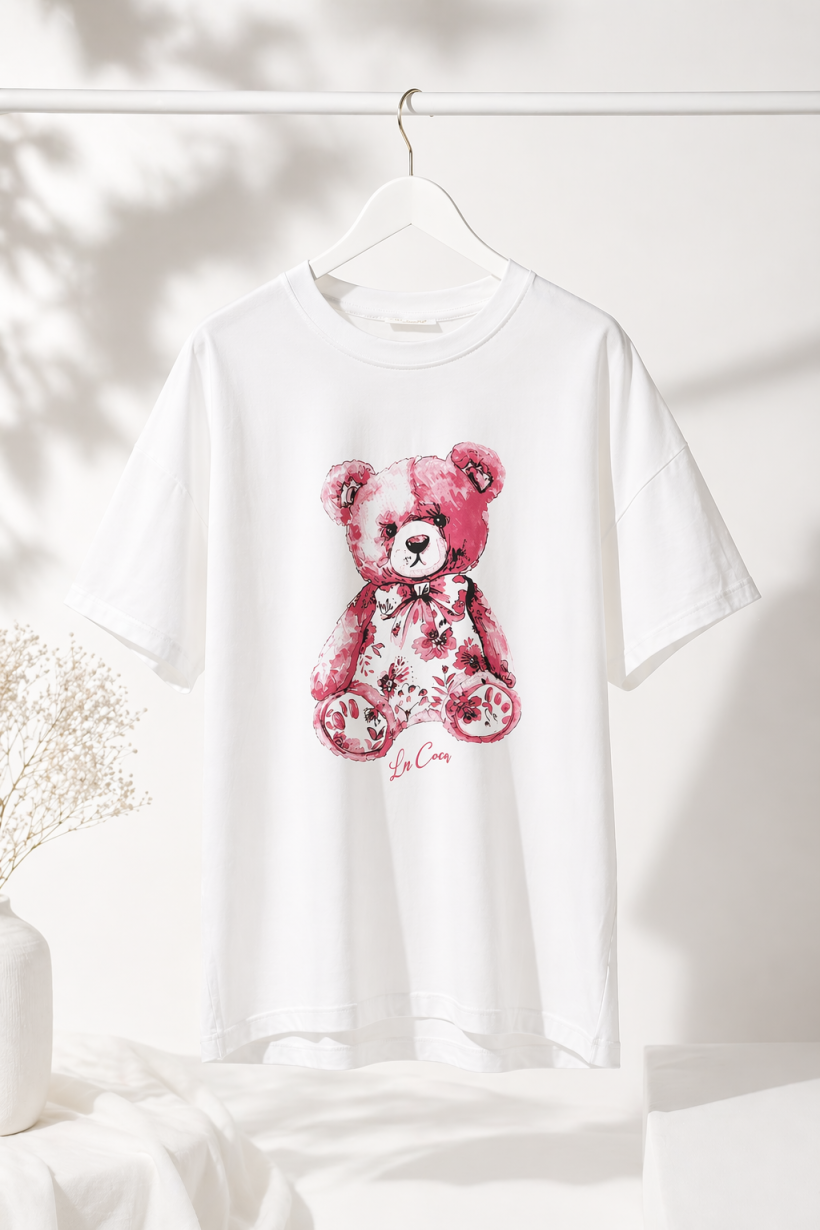 B181 T-shirt z misiem La Coca RÓŻNE KOLORY