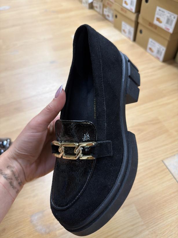 DANTEX 3 -buty zamsz czarny klamra 318 CK\T