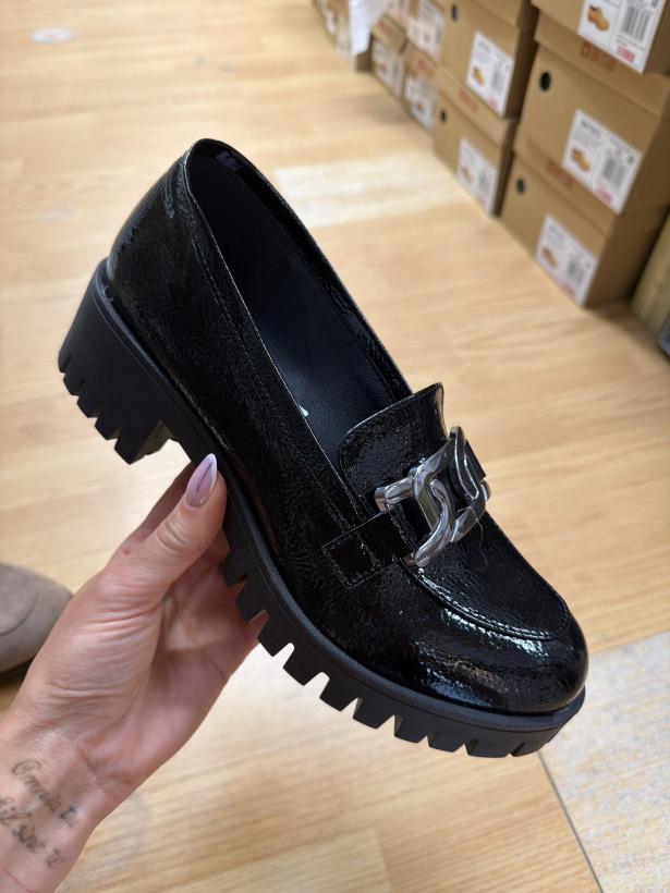 DANTEX 5 -buty skóra lakier czarny klamra 318KGS