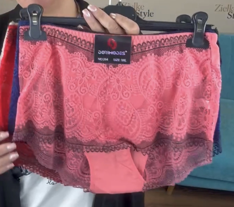 Majtki koronkowe wysokie , koral 4XL - 264 