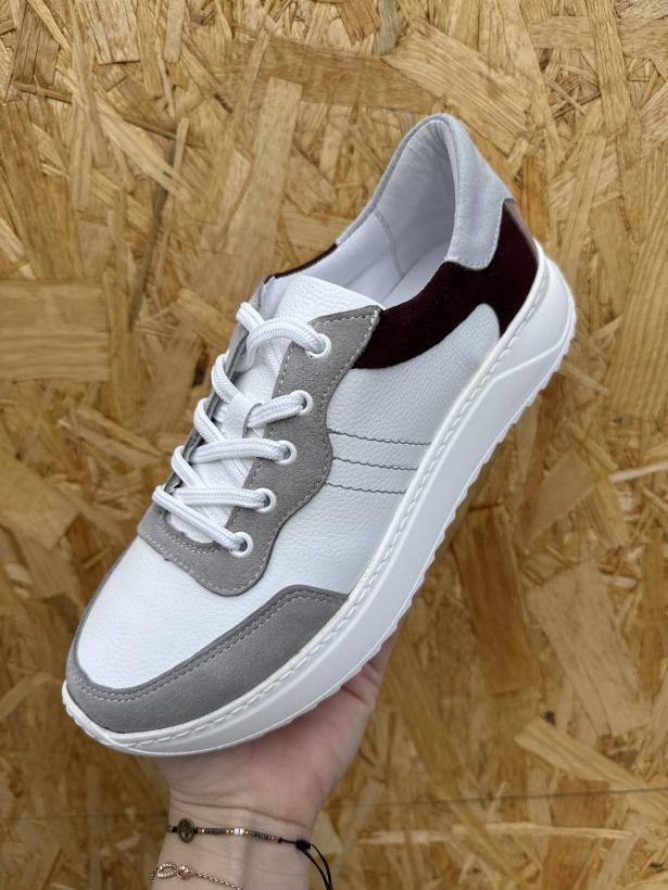 KARO 9 adidas biało szary z bordowym paskiem W-20784-1637