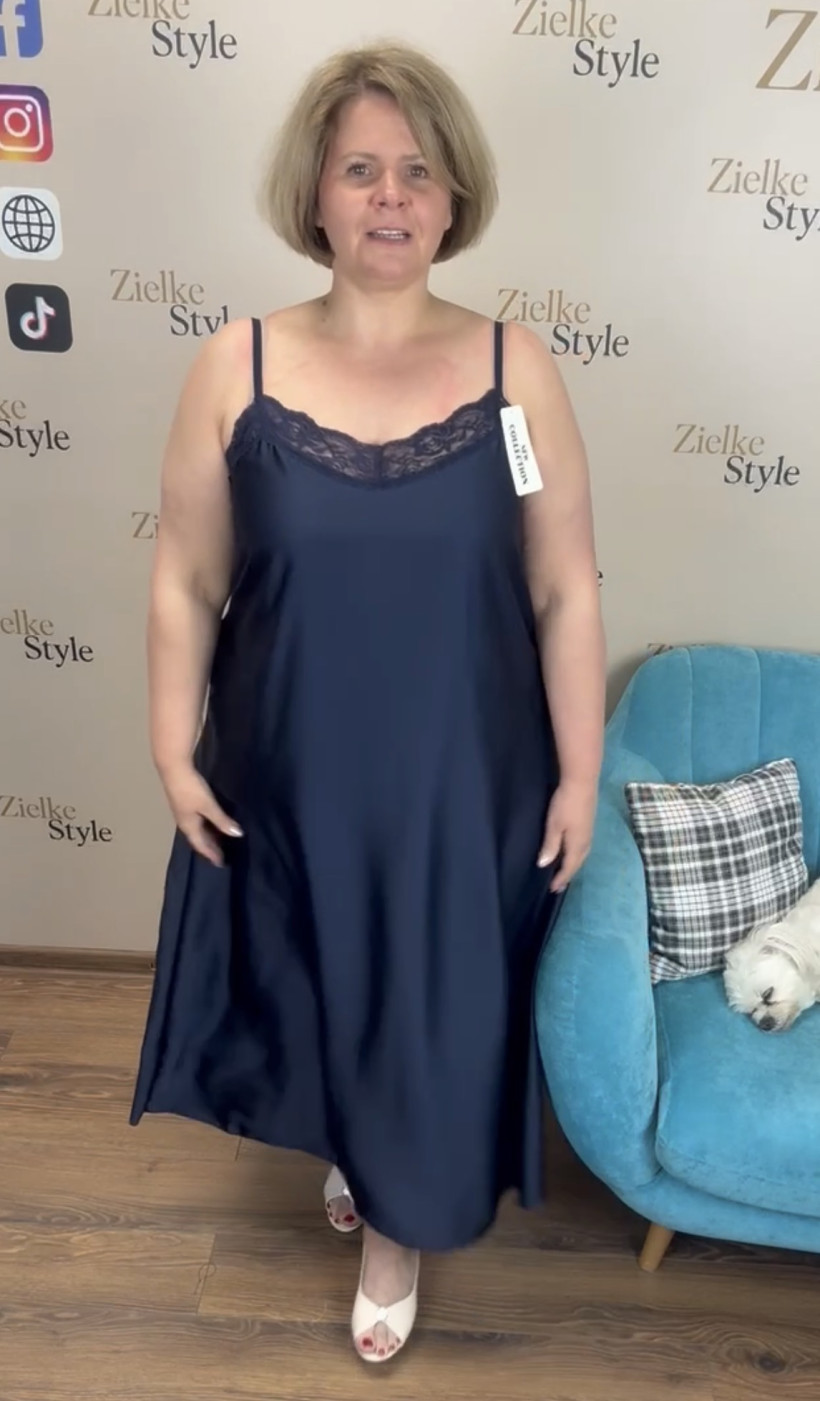 Italia nr 12 - Sukienka jednokolorowa na ramiączkach Wł. 3689 - granat