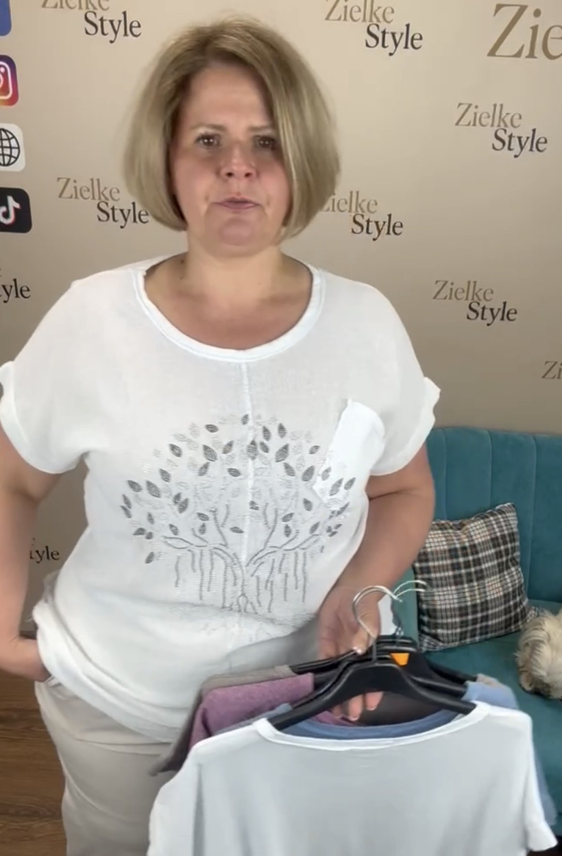 Italia nr 12 - Bluzka ednokolorow - wzór drzewo Wł, 9662 - biała 