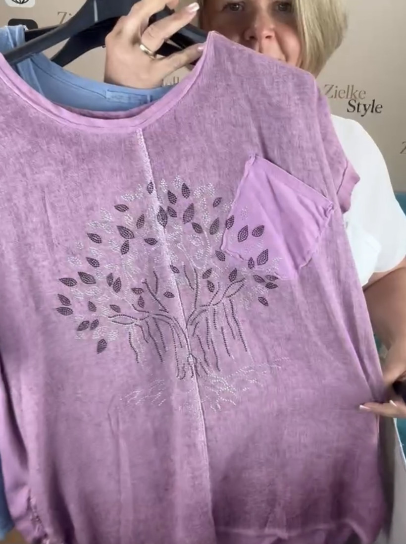 Italia nr 12 - Bluzka ednokolorow - wzór drzewo Wł, 9662 - buraczek