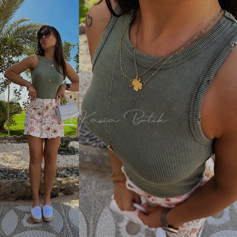 Top Bawełniany Pablo Khaki Melanż