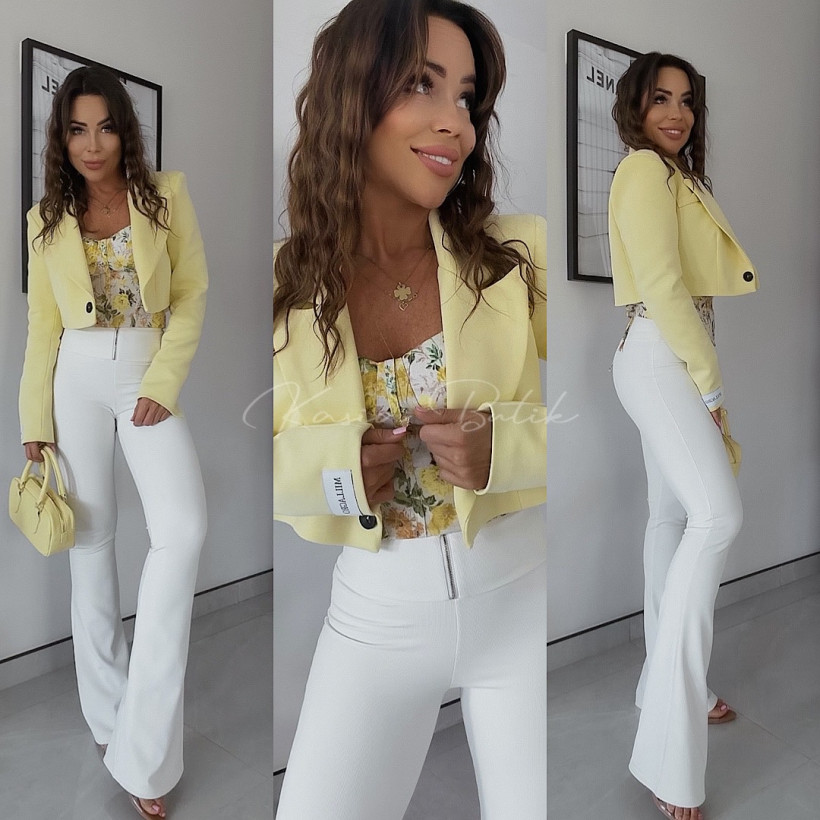 Marynarka Bawełniana PREMIUM Short Millagro Pastelowo Żółta