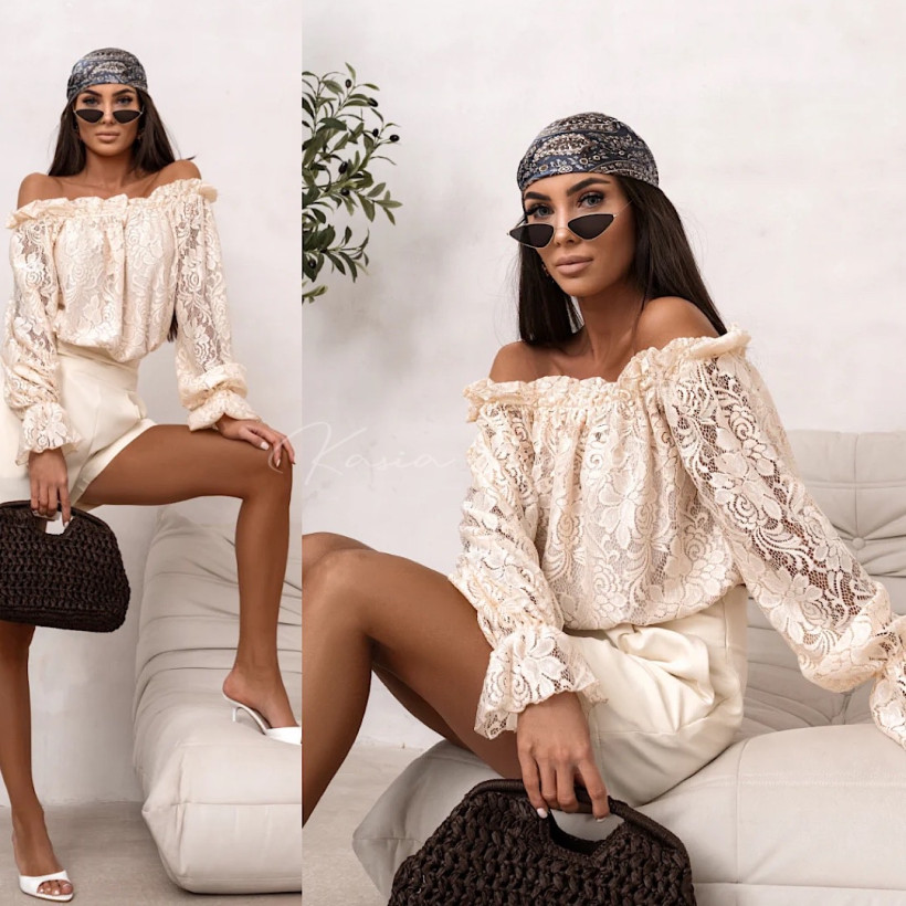 Hiszpanka Wiskozowa Mia Koronka Vaniliowa