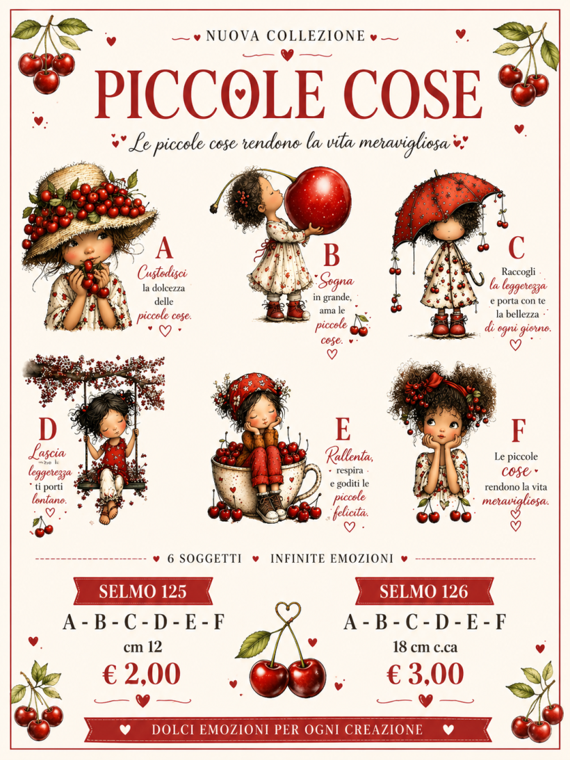 DTF COLLEZIONE PICCOLE COSE BIMBE CILIEGIA CM 12
