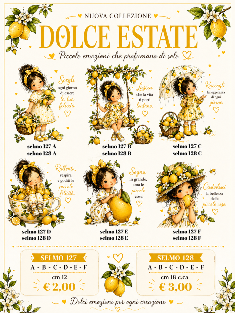 DTF Collezione DOLCE ESTATE bimba limoni 12 cm