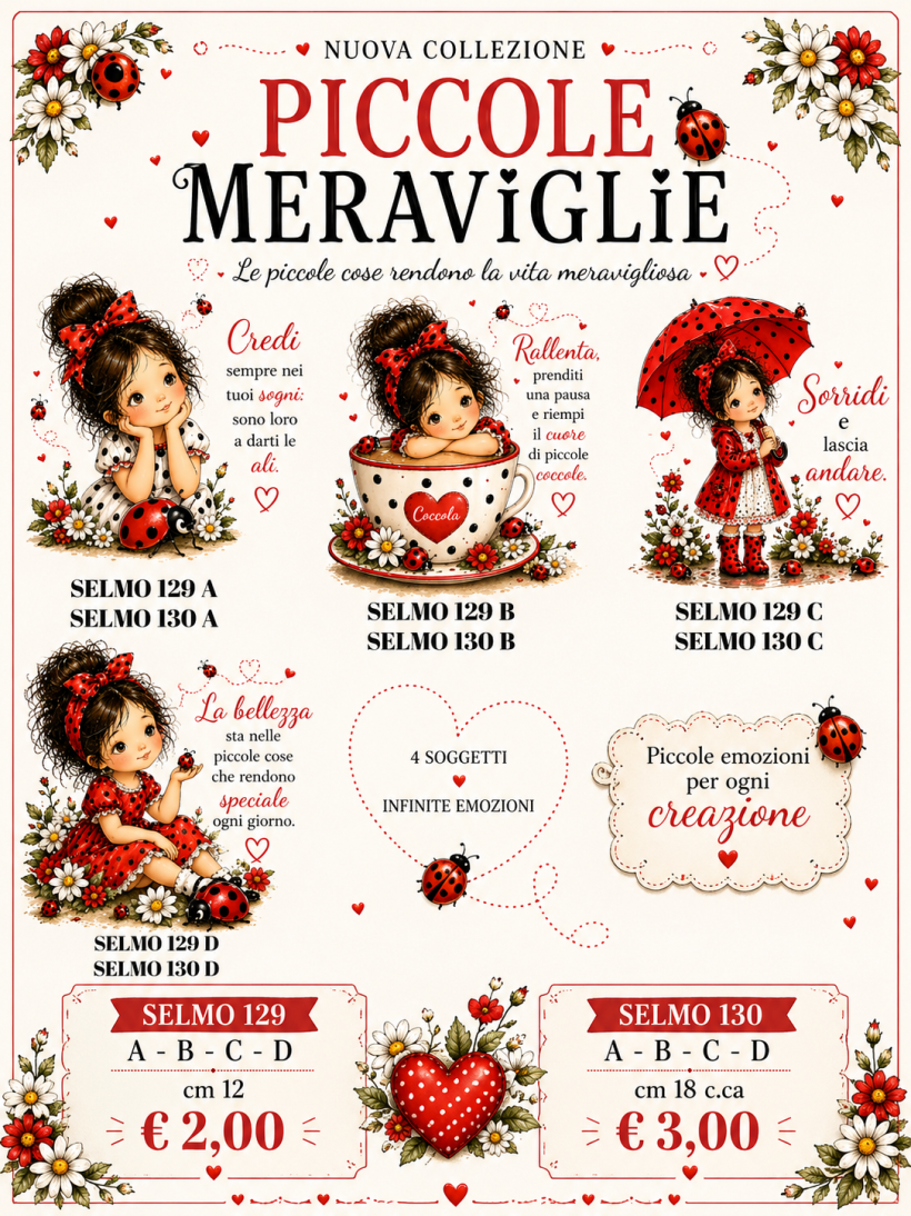 DTF Collezione PICCOLE MERAVIGLIE bimba coccinella  18 cm