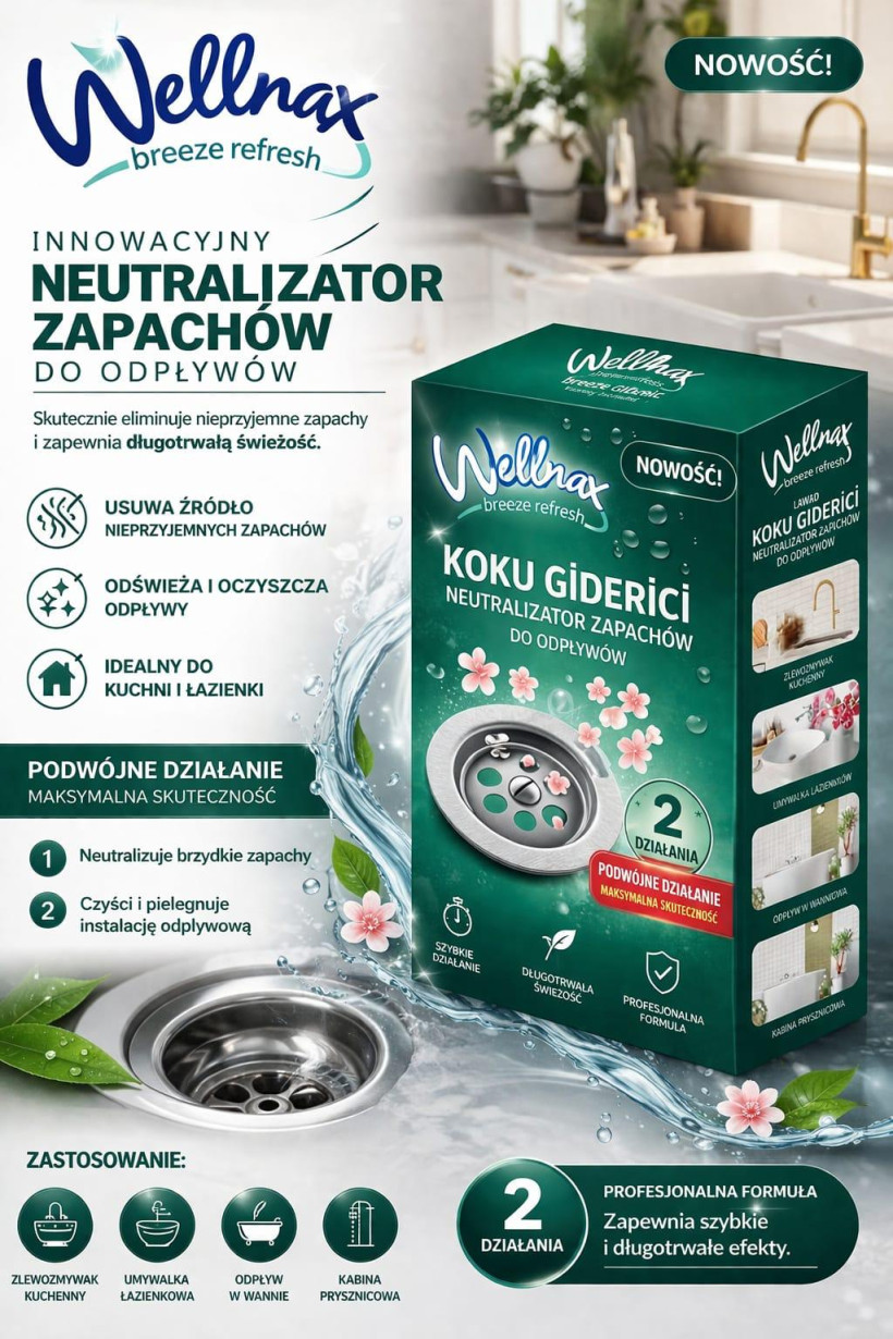 Środek do ODŚWIEŻANIA i UDRAŻNIANIA odpływów w proszku 2x75g