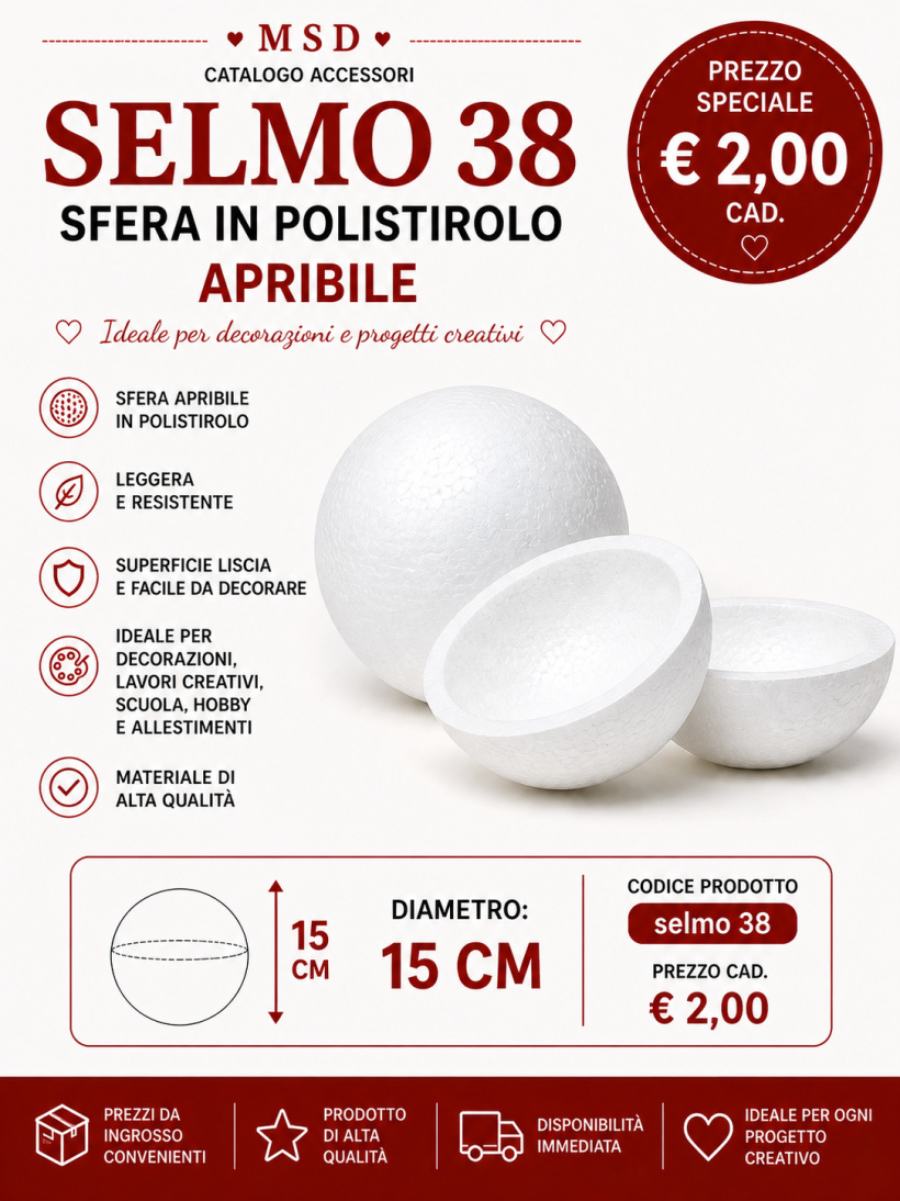 SFERA POLISTIROLO APRIBILE DA 15cm