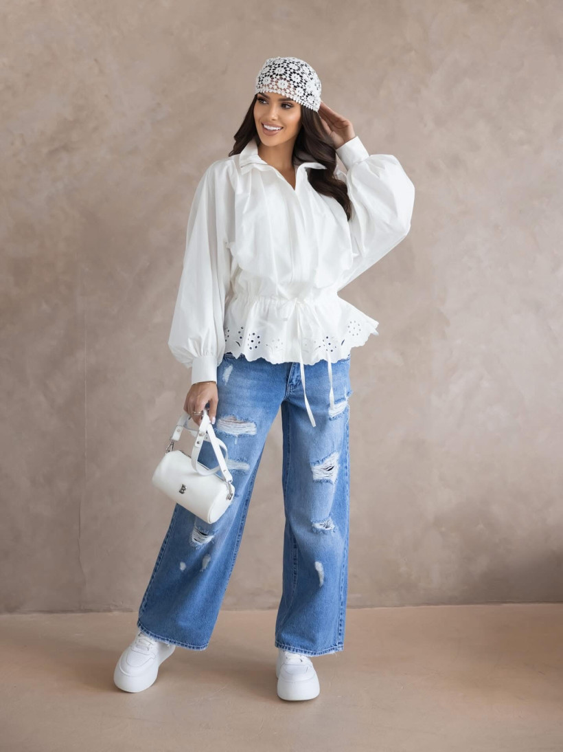By o la la..! spodnie jeansowe z dziurami ciemny jeans