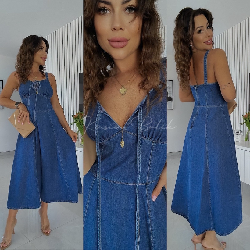 Sukienka Midi Jeansowa Princessa Niebieska