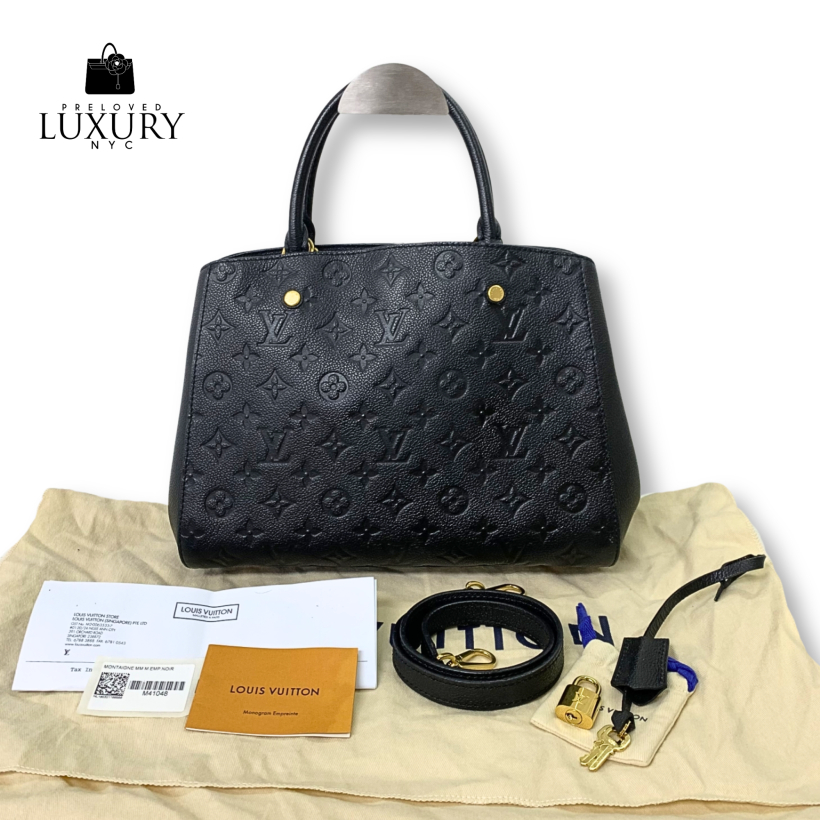 LOUIS VUITTON Black Empreinte M41048 Montaigne MM 2way Shoulder Bag