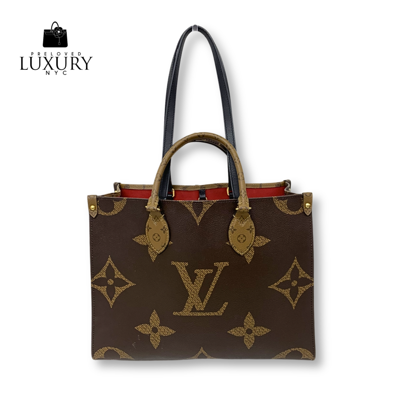 LOUIS VUITTON Brown Reverse Monogram On The Go MM Bag RFID