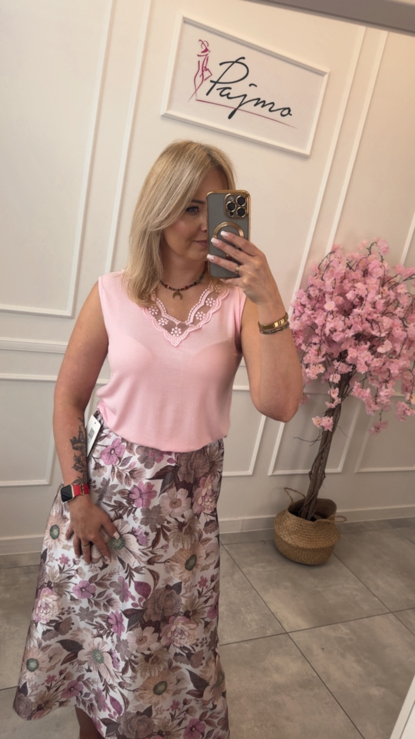 Bluzka prążek z koronką 14795