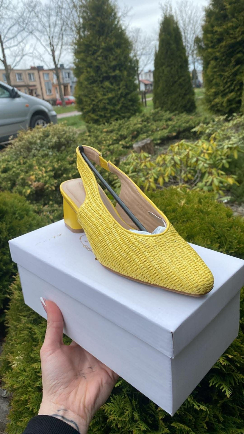 Słońce 9 - wiklinowy obcas Hiszpania S-5110 yellow