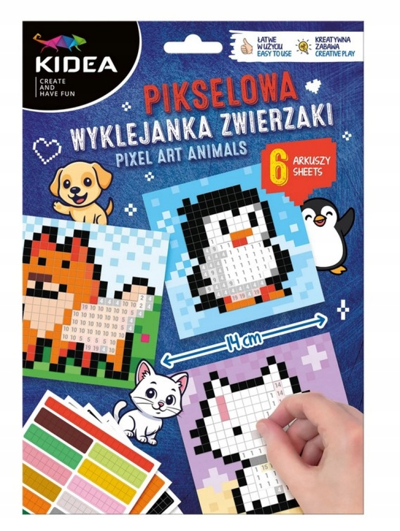 ZESTAW KREATYWNY PIKSELOWA WYKLEJANKA ZWIERZAKI PWYZKA KIDEA