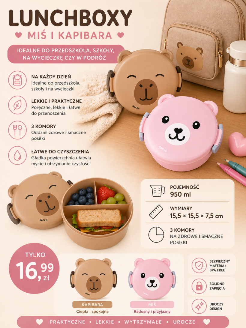   ŚNIADANIÓWKA LUNCH BOX POJEMNIK NA ŚNIADANIE