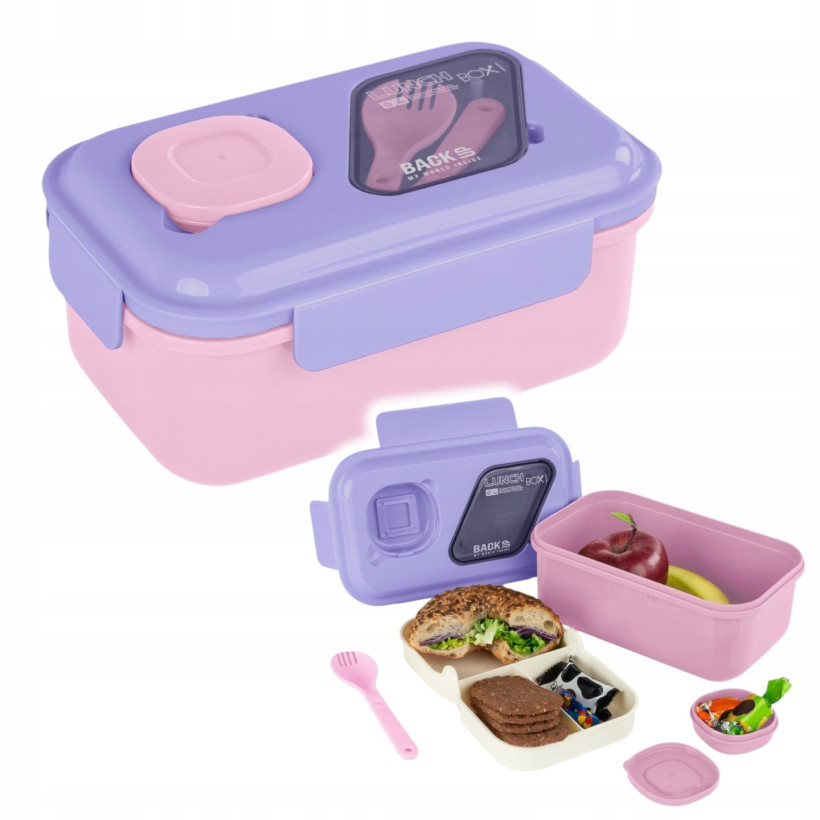 LUNCHBOX śniadaniówka Kidea szkolna z przegródkami 1,5L sztućce
