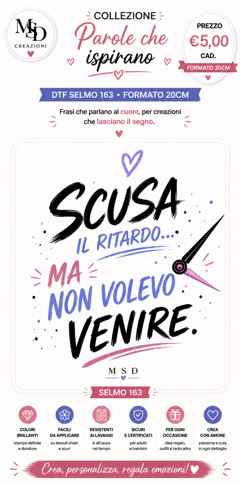 DTF SCUSA IL RITARDO 20 CM