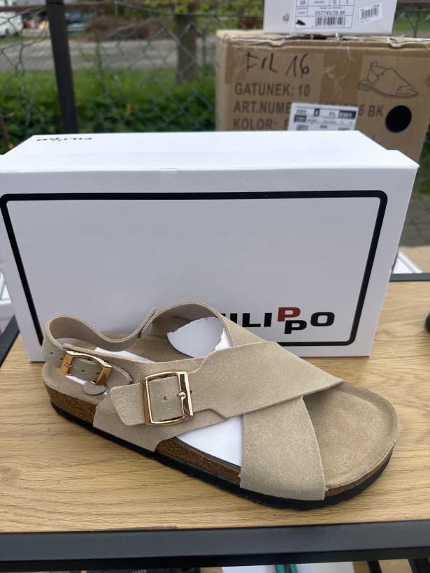 FIL 2- SANDAŁY BEZOWE ZAMSZOWE SKORA FILIPPO  DS7917/26BE