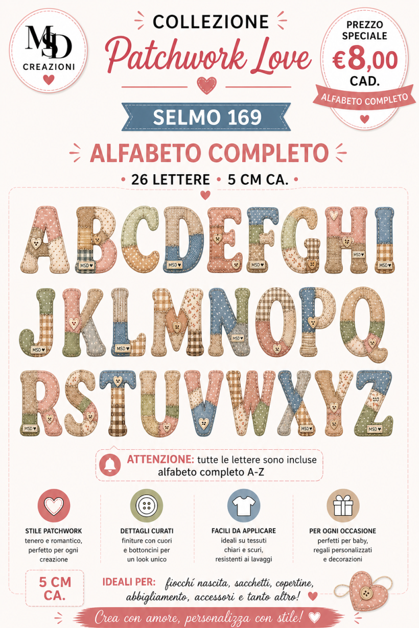 ALFABETO PATCHWOK COMPLETO 5 CM