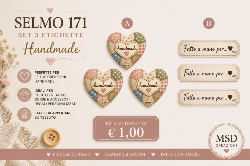 ETICHETTE FATTO A MANO DTF 3 PZ
