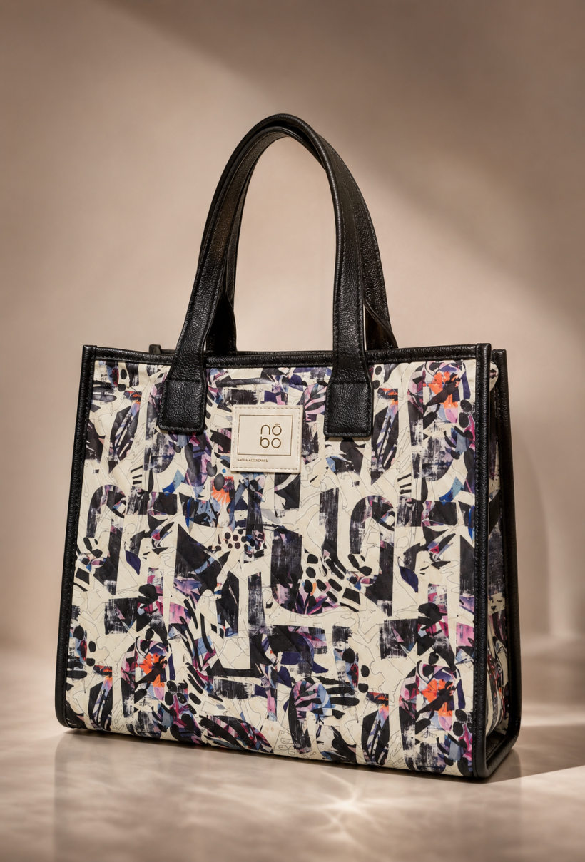 Torba zakupowa NOBO SHP0400-M20 kremowa we wzory