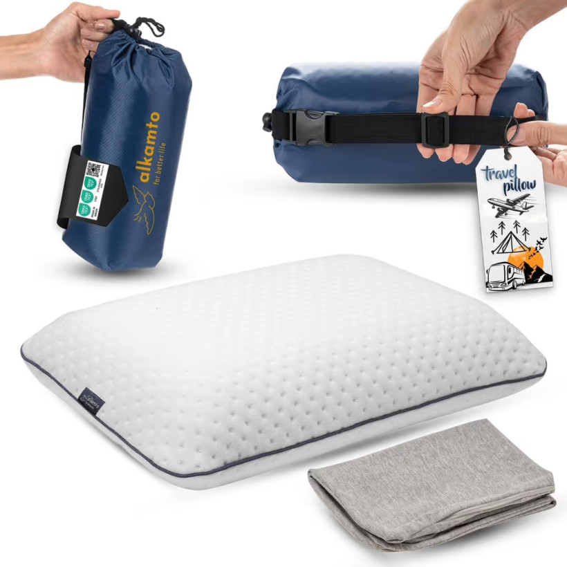 ALKAMTO poduszka podróżna z memory foam +poszewka 