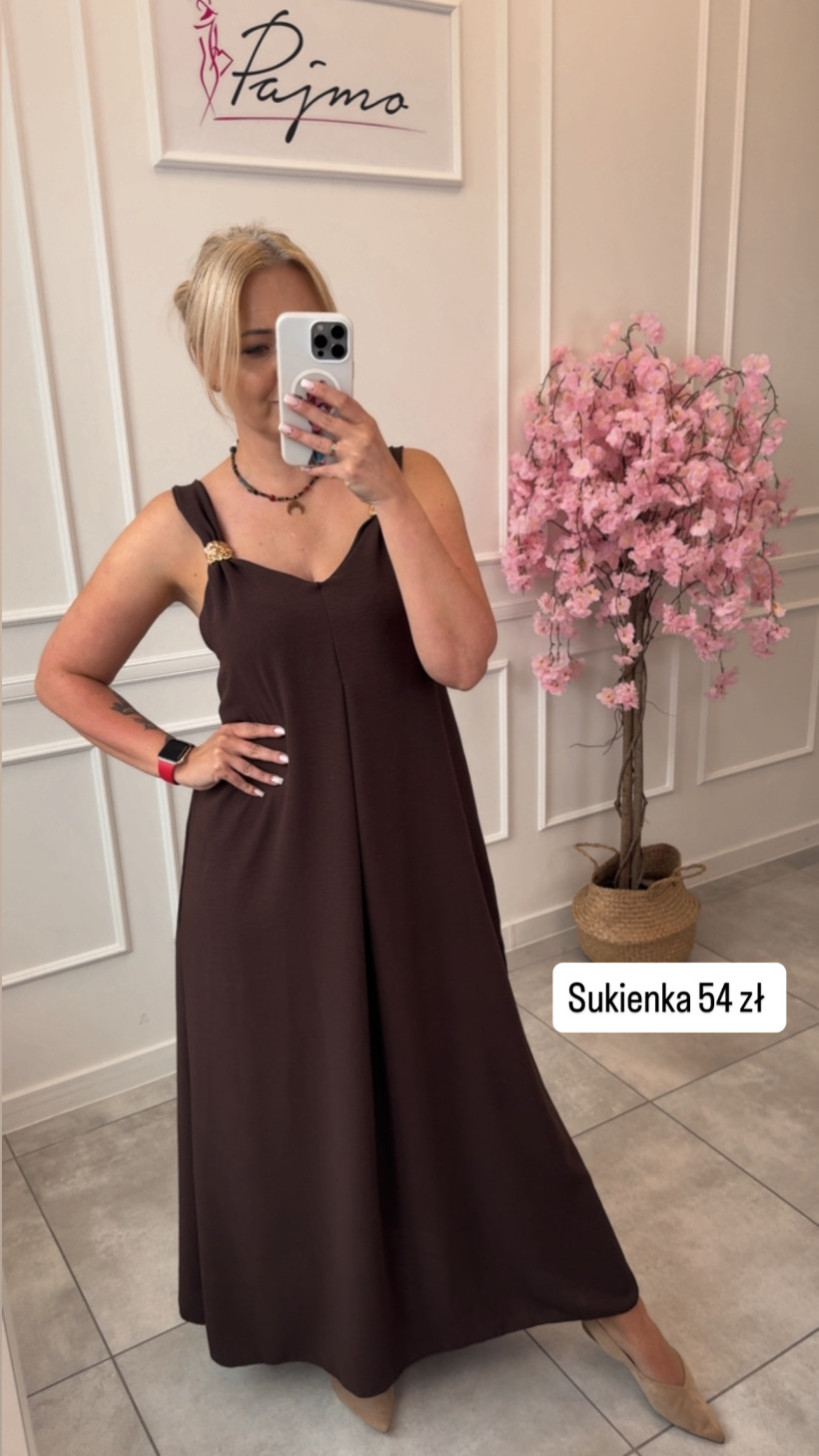 Sukienka maxi złote zdobienia 14838