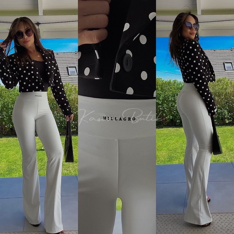 Legginsy Modelujące Dzwony Push Up Millagro Lycra Białe