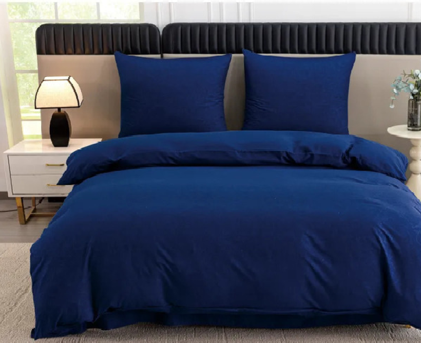 Pościel 3 cz. granatowa w tłoczone kwiaty 160x200 cm Mikrofibra 100 % FFW-3013