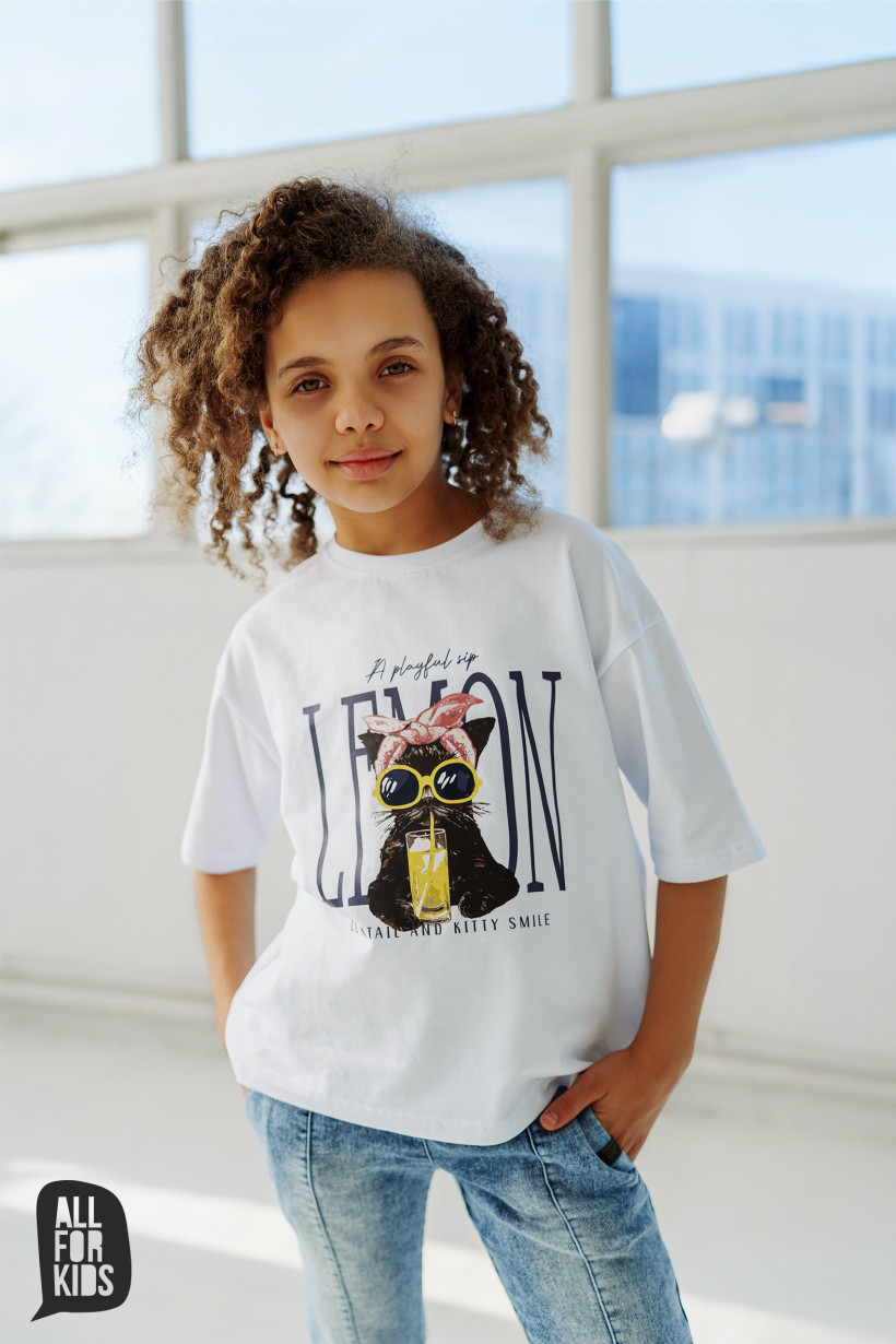 T-SHIRT BIAŁY  KITTY SMILE AFK