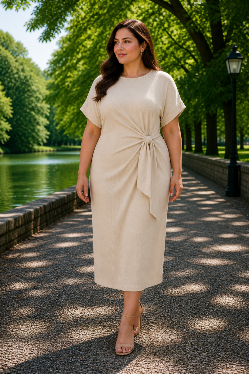   ✨ Sukienka midi prążkowana z wiązaniemk – fason plus size_copy